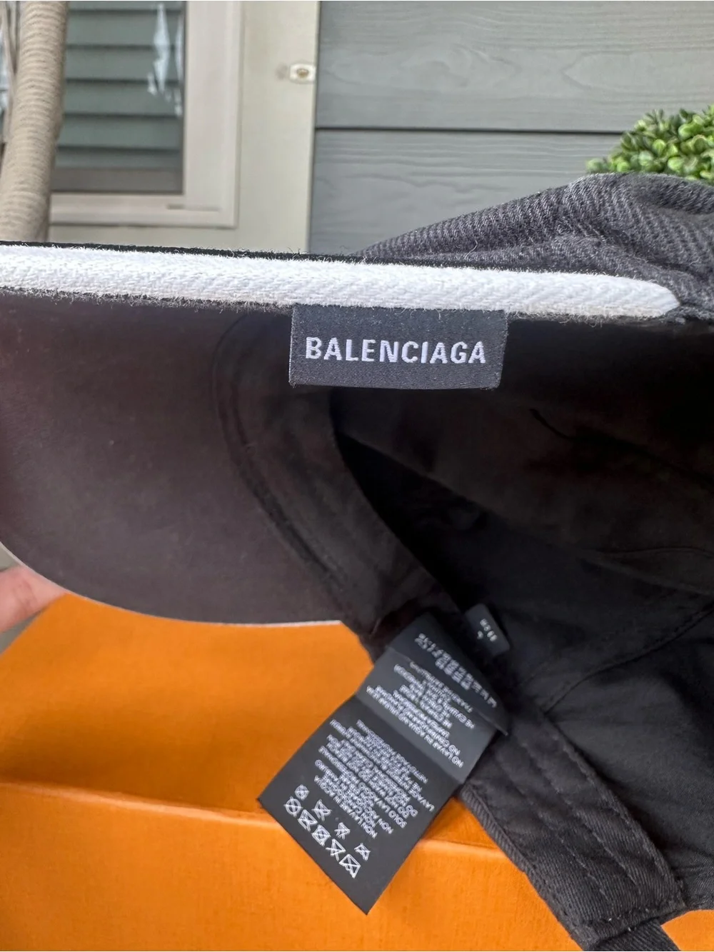 Black and White Balenciaga Embroidered Baseball Cap